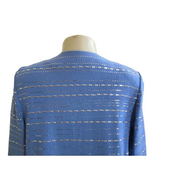 Vtg. St John Marie Gray Evening Blue Knit Skirt Suit w Rhinestones, Sz 4 & 6 - Picture 10 of 12